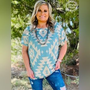 Aztec Vibes Top - Turquoise